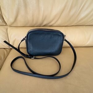 Navy Leather Crossbody Bag - Minimalist Everyday Style. Mark and Graham.